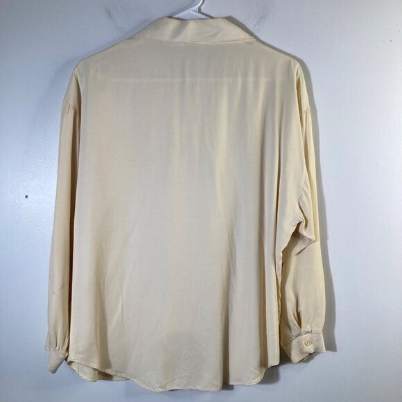 Womens Vintage Willowridge Button Shirt Cream M Acetate Rayon Made in USA - Picture 2 of 9